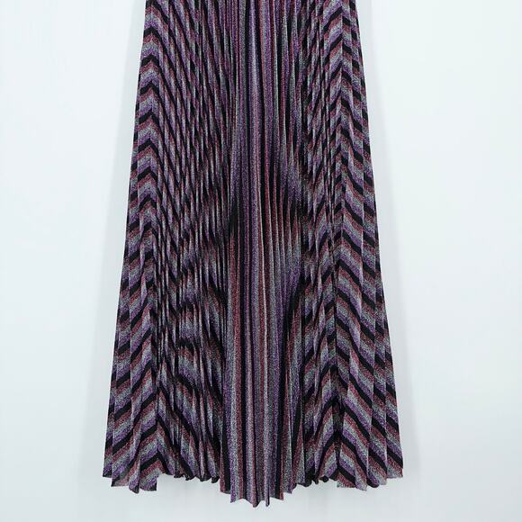 Lucy Paris Rebecca Striped Pleated Halter Midi Dress Purple NWT - Picture 11 of 16